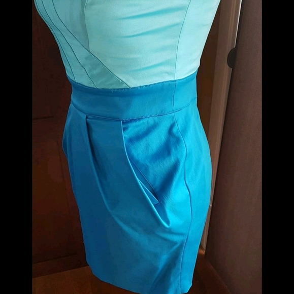 bebe 2 Tone Blue Strapless Dress - Picture 5 of 5